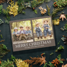 Prettig kerstfeest 2 Familie Foto Roestbruin Feestdagenkaart