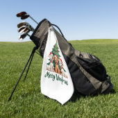 Prettig Kerstfeest (2) Golfhanddoek (Groen)