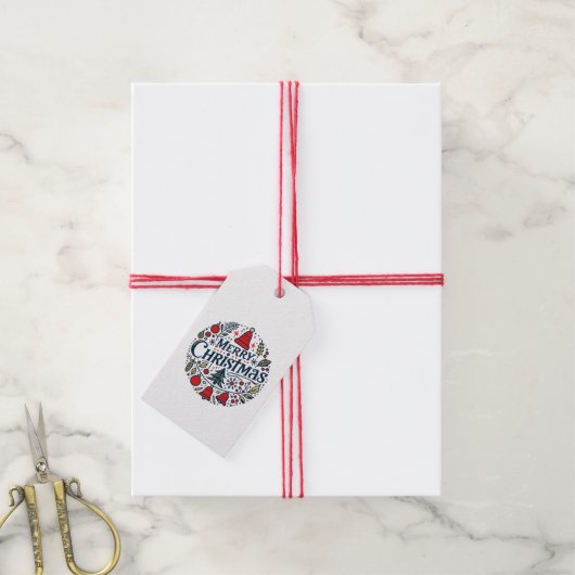 Prettig kerstfeest 3 cadeaulabel (Met Touw)