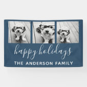 Prettig Kerstfeest 3 foto's - Kan de kleur navy WI Spandoek (Horizontaal)