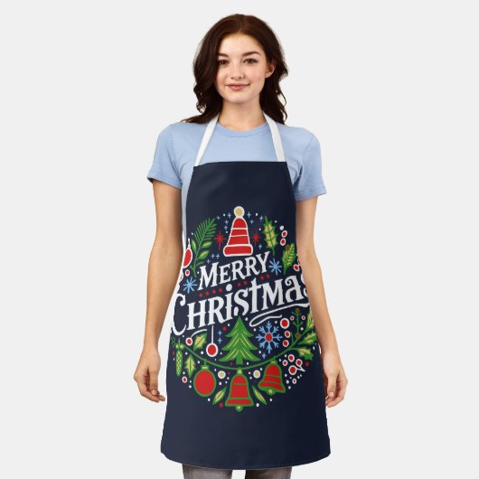 Prettig kerstfeest 3 schort (Gedragen)