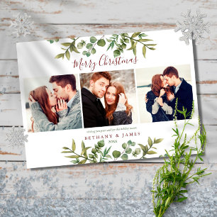 Prettig kerstfeest 4 Foto Groene Couples Feestdagenkaart
