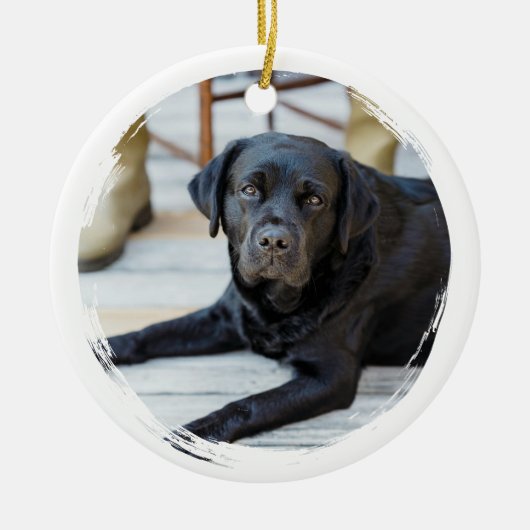 Prettig kerstfeest aangepaste foto hond huisdier m keramisch ornament (Voorkant)