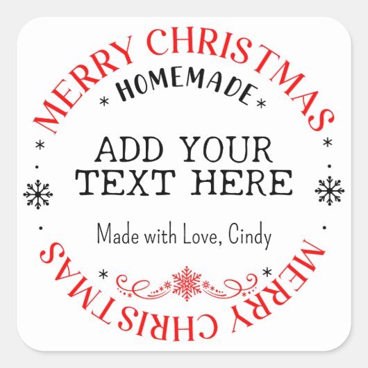 Prettig kerstfeest Aangepaste tekst Eigen werk   Vierkante Sticker (Voorkant)