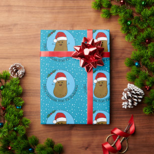 Prettig kerstfeest aardappel gepersonaliseerd cadeaupapier