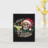 Prettig Kerstfeest Achos Grappige Schedel Spaanse  Kaart (Gele Bloem)