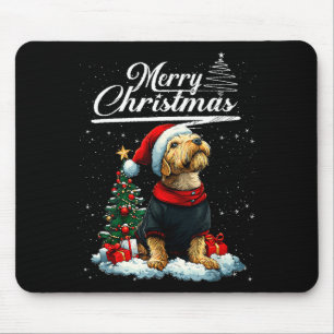 Prettig kerstfeest Airedale Terrier Kerstman Hoed Muismat