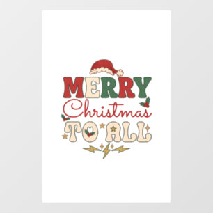Prettig kerstfeest Alle Kerstman Hoed Bliksem Ster Raamsticker