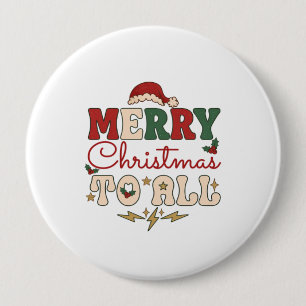 Prettig kerstfeest Alle Kerstman Hoed Bliksem Ster Ronde Button 4,0 Cm