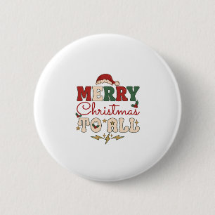 Prettig kerstfeest Alle Kerstman Hoed Bliksem Ster Ronde Button 5,7 Cm