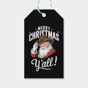 Prettig kerstfeest allemaal Country Cowboy Kerstma Cadeaulabel