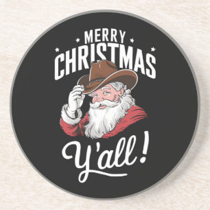 Prettig kerstfeest allemaal Country Cowboy Kerstma Zandsteen Onderzetter