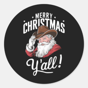 Prettig kerstfeest allemaal Country Cowboy Sinterk Ronde Sticker