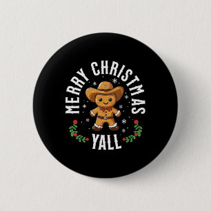 Prettig kerstfeest allemaal Gebruinde koek cowboy Ronde Button 5,7 Cm