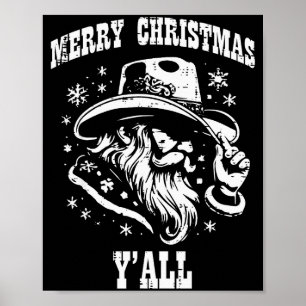 Prettig kerstfeest allemaal Kerstman Cowboy Kerst Poster