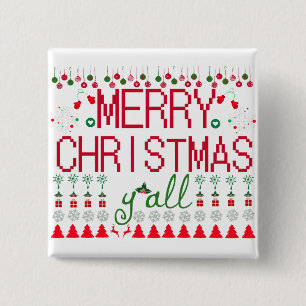 Prettig Kerstfeest allemaal lelijke trui Vierkante Button 5,1 Cm