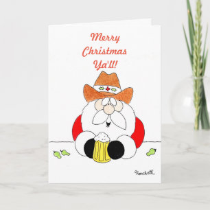 Prettig kerstfeest allemaal Texas Kerstman met Bie Feestdagen Kaart