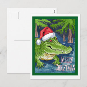 Prettig kerstfeest Alligator met de hoed van de Ke Feestdagenkaart