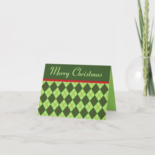Prettig kerstfeest Argyle kaart (Voorkant)