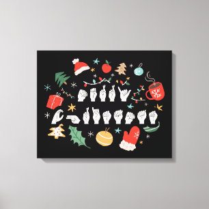 Prettig kerstfeest - ASL Amerikaanse Gebarentaal I Canvas Afdruk