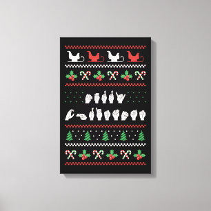 Prettig kerstfeest - ASL Amerikaanse Gebarentaal I Canvas Afdruk