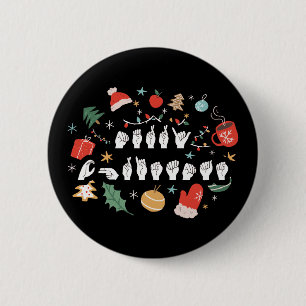 Prettig kerstfeest - ASL Amerikaanse Gebarentaal I Ronde Button 5,7 Cm