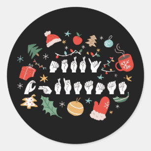 Prettig kerstfeest - ASL Amerikaanse Gebarentaal I Ronde Sticker