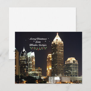 "Prettig kerstfeest," Atlanta, Georgia skyline Feestdagenkaart
