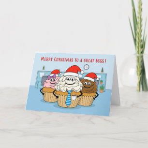 Prettig Kerstfeest Baas Cupcakes Kantoor Team Feestdagen Kaart