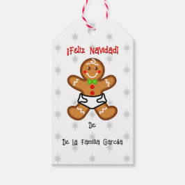 Prettig kerstfeest! Baby peperkoek / Wit-Rood Cadeaulabel