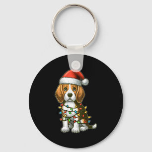 Prettig kerstfeest Beagle Kerstman Kerstlichten Ho Sleutelhanger