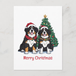 Prettig kerstfeest Berner Sennenhonden Feestdagenkaart