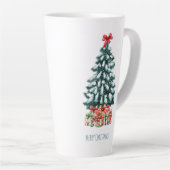 Prettig kerstfeest Besneeuwde dennenboom Latte Mok (Rechterhoek)