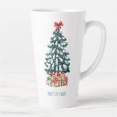 Prettig kerstfeest Besneeuwde dennenboom Latte Mok (Rechts)