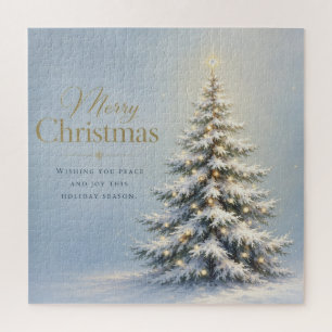 Prettig kerstfeest Besneeuwde pijnboom Legpuzzel