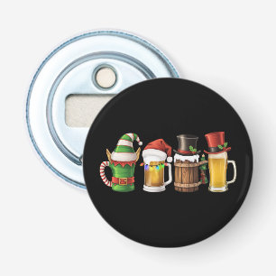 Prettig kerstfeest Bier drinkende kerstman Bierlie Button Flesopener