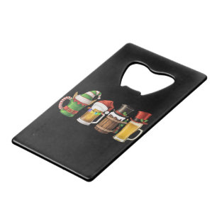 Prettig kerstfeest Bier drinkende kerstman Bierlie Kredietkaart Flessenopener