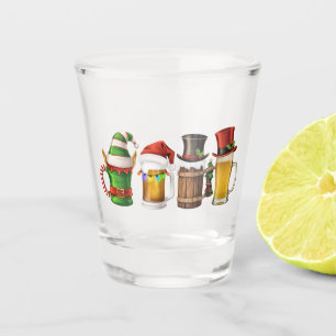 Prettig kerstfeest Bier drinkende kerstman bierlie Shot Glas