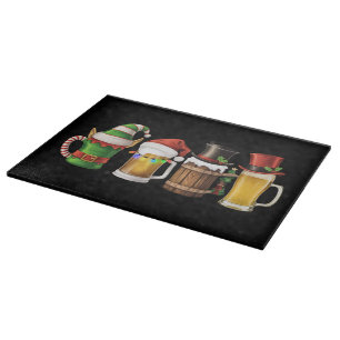 Prettig kerstfeest Bier drinkende kerstman bierlie Snijplank