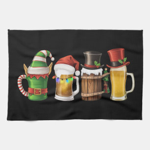 Prettig kerstfeest Bier drinkende kerstman bierlie Theedoek