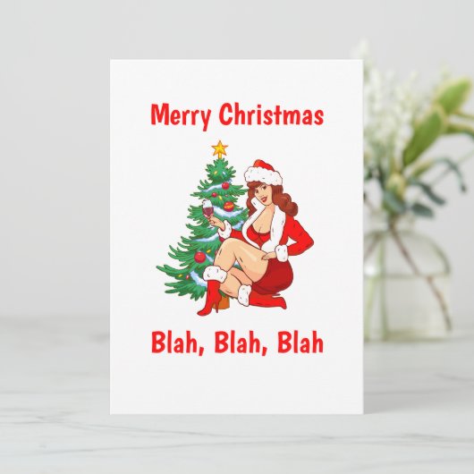 Prettig Kerstfeest Blah, Blah, Blah - Grappige Ker Feestdagenkaart (Staand voorkant)