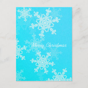 Prettig kerstfeest Blauwe Witte Sneeuwvlokken Mini Feestdagenkaart