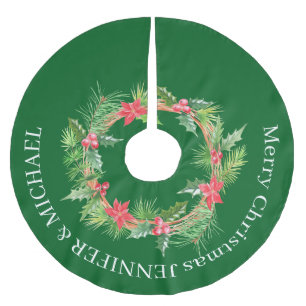 Prettig kerstfeest BLOEMEN KRANS afdruk Kerstboom Rok