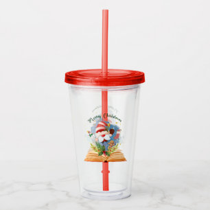 Prettig kerstfeest boekliefhebbers Kerstman Pret f Acryl Drinkbeker