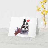 Prettig kerstfeest Border Collie Kaart (Gele Bloem)