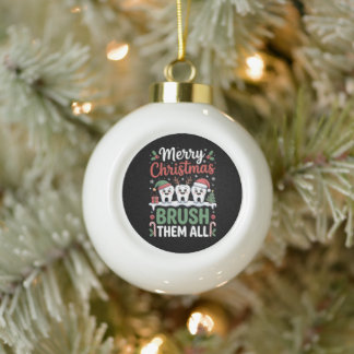 Prettig kerstfeest Borstel ze allemaal Tandarts mo Keramische Bal Ornament