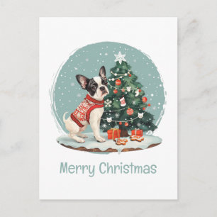 Prettig kerstfeest Boston Terrier hond Feestdagenkaart