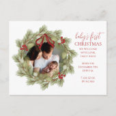 Prettig kerstfeest botanische winter feestkrans feestdagenkaart (Voorkant)