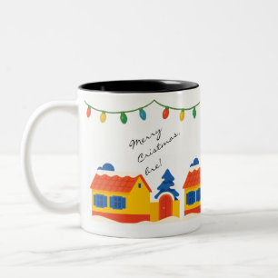 Prettig Kerstfeest, Bre! Dorps Roemeens Huis Tweekleurige Koffiemok