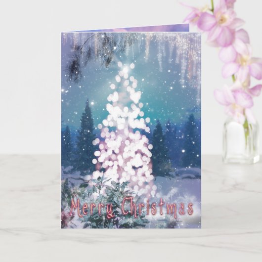 PRETTIG KERSTFEEST "Bright Light Tree" Kaart (Orchidee)
